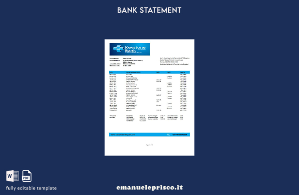 stile verificato Modello word di estratto conto bancario Nigeria Keystone